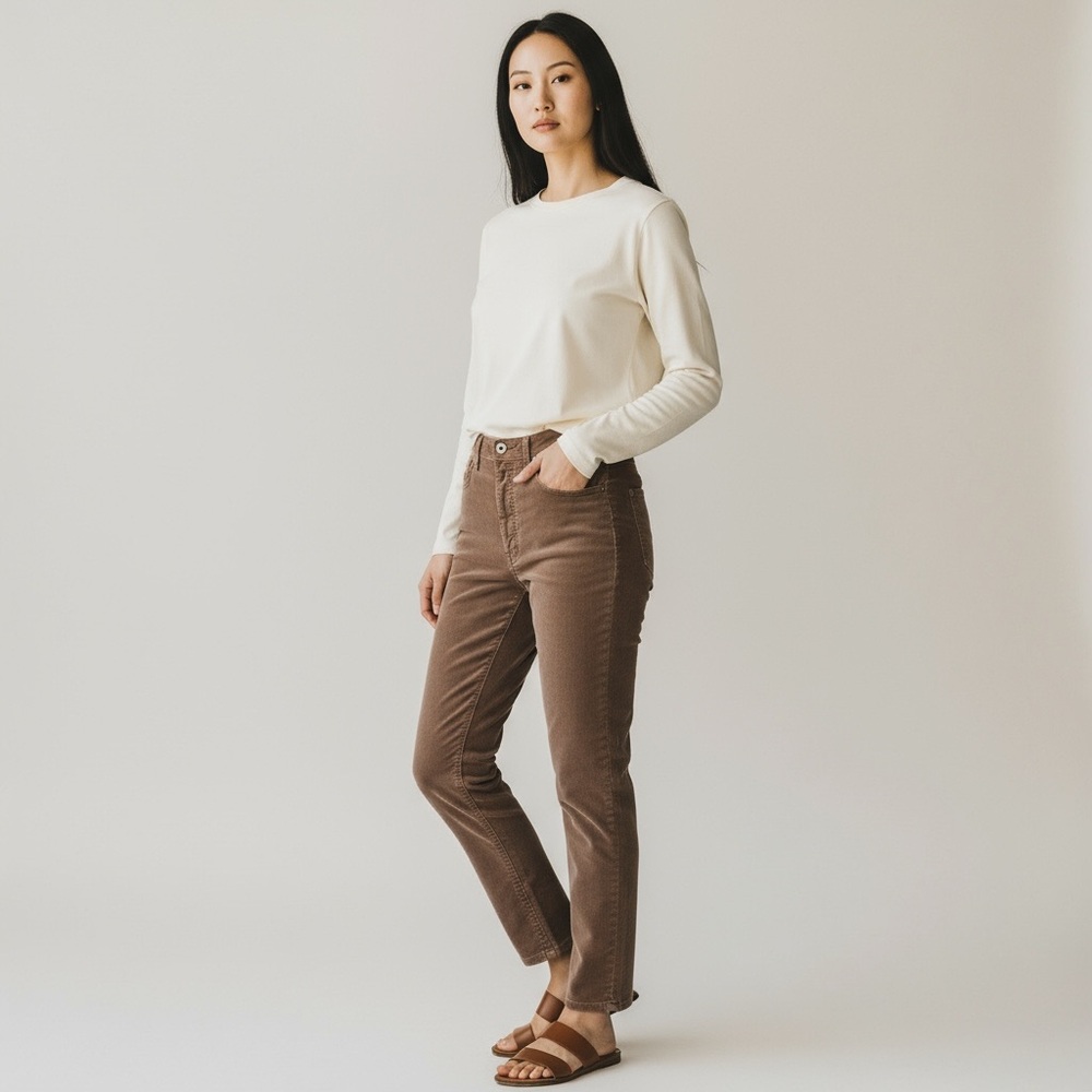Free People‎ Womens Dusky Pink Velvet High Waisted Button Fly Sz 28 Pants